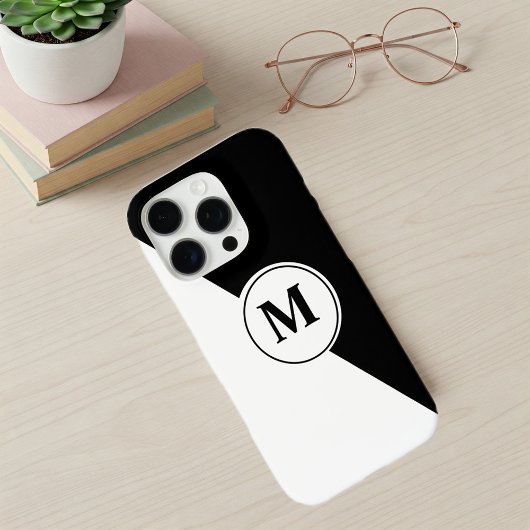 Elegant Black and White Monogram iPhone Case