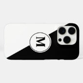 Elegant Black and White Monogram iPhone Case (Rückseite (Horizontal))