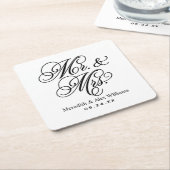 Elegant Black and White Mr. und Mrs. Wedding Rechteckiger Pappuntersetzer (angewinkelt)