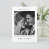 Elegant Black and White Newlywed Photo Wedding Dankeskarte (Stehend Vorderseite)