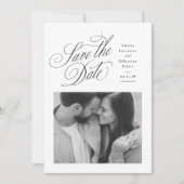Elegant black and white one photo wedding save the date (Vorderseite)