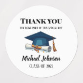 Elegant Black and White Personalized Graduation La Etiketten (Design 1)