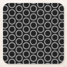 Elegant Black and White Petal Mandala Pattern Rechteckiger Pappuntersetzer