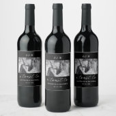 Elegant Black And White Photo Wedding Weinetikett (Flaschen)