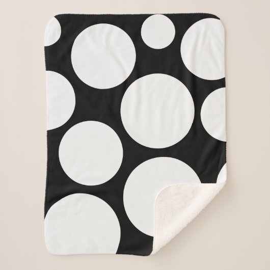 Elegant Black and White Polka Dot Blanket Sherpadecke (Vorderseite)