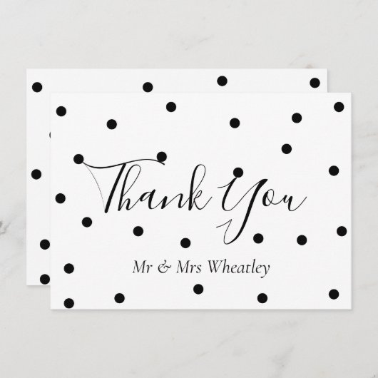 Elegant Black and White Polka Dots Danke (Vorne/Hinten)