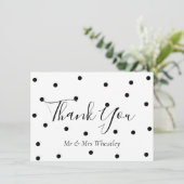 Elegant Black and White Polka Dots Danke (Stehend Vorderseite)