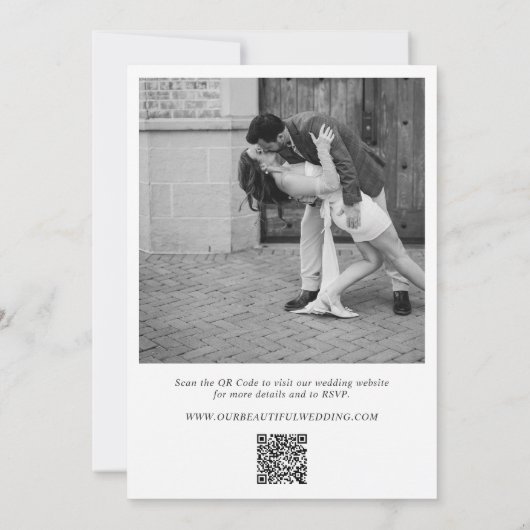 Elegant Black and White QR Code Modern Wedding Einladung (Rückseite)