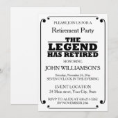 Elegant Black and White Retirement party Einladung (Vorne/Hinten)