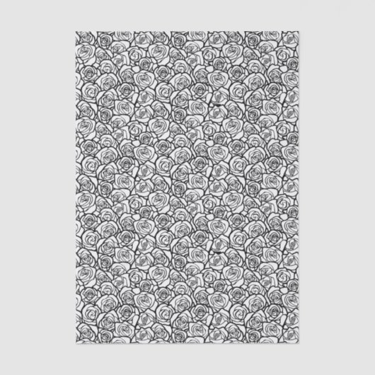 Elegant Black and White Roses Chic Floral Pattern Seidenpapier (Vorderseite)
