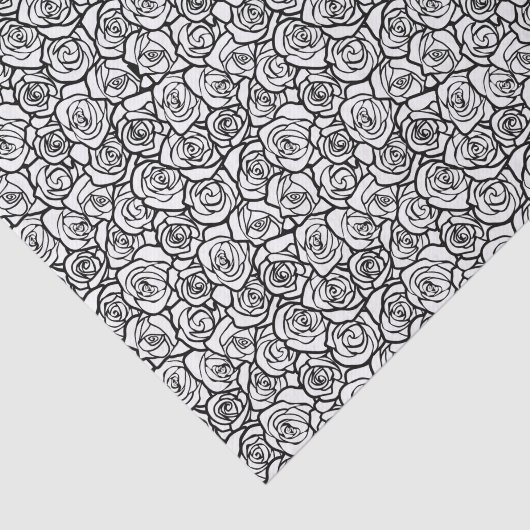 Elegant Black and White Roses Chic Floral Pattern Seidenpapier (Ausschnitt)