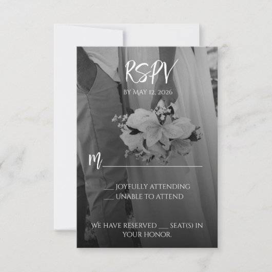 Elegant Black And White RSPV Card RSVP Karte (Vorderseite)