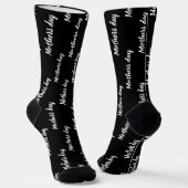 Elegant black and white script custom mothers day socken (Gewinkelt)