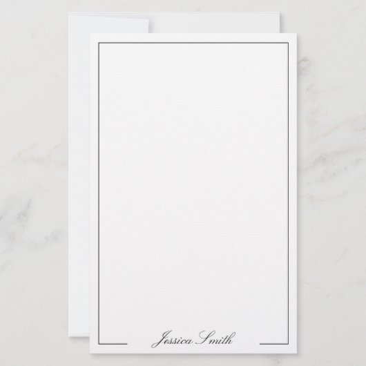 Elegant Black and White Script Monogram Briefpapier (Vorderseite)