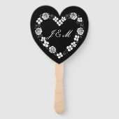 Elegant Black and White Script Wedding Fan Fächer (Rückseite)