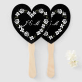 Elegant Black and White Script Wedding Fan Fächer (Vorne und Hinten)