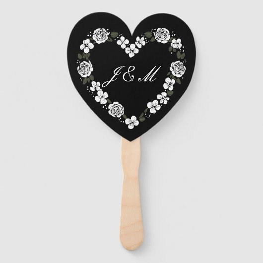 Elegant Black and White Script Wedding Fan Fächer (Vorderseite)