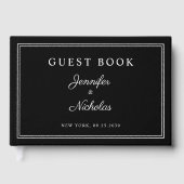 Elegant Black And White Script Wedding Gästebuch (Vorderseite)
