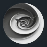 Elegant Black and White Spiral Abstract Design,  Große Wanduhr<br><div class="desc">Add a touch of sophistication to your space with this elegant black and white spiral abstract design, featuring a captivating hypnotic effect. The perfect combination of modern minimalist art and optical illusion, ideal for enhancing home decor, canvas prints, posters, and more. This design brings a sense of depth and movement,...</div>