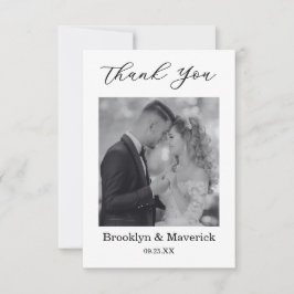 Elegant Black And White Thank You Wedding Card Dankeskarte