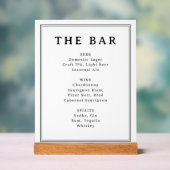 Elegant Black and White Typographic Bar Menu Acrylschild (Neutral)