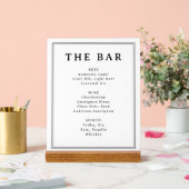 Elegant Black and White Typographic Bar Menu Acrylschild (Hochzeit)