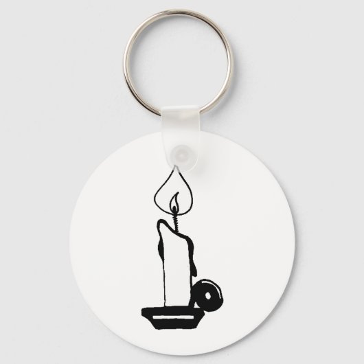 Elegant Black And White Vintage Burning Candle Schlüsselanhänger (Vorderseite)