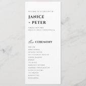 Elegant Black and White Wedding Ceremony Programm (Vorderseite)