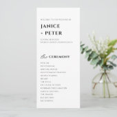 Elegant Black and White Wedding Ceremony Programm (Stehend Vorderseite)