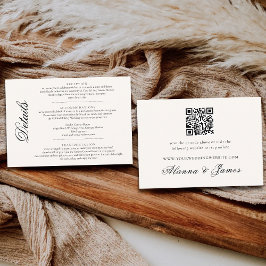 Elegant Black and White Wedding Details & QR RSVP  Begleitkarte