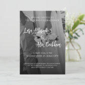Elegant Black And White Wedding Invitation Einladung (Stehend Vorderseite)