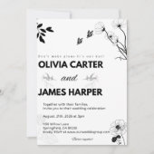Elegant Black and White Wedding Invitation Einladung (Vorderseite)