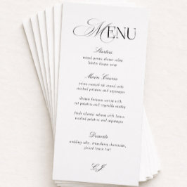 Elegant Black and White Wedding Menu Card Einladung