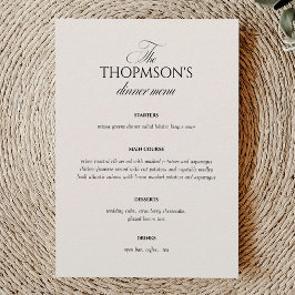 Elegant Black and White Wedding Menu Card Einladung