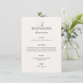 Elegant Black and White Wedding Menu Card Einladung (Stehend Vorderseite)