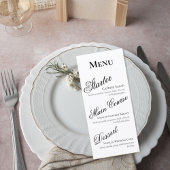 Elegant Black and White Wedding Menu Card Menükarte