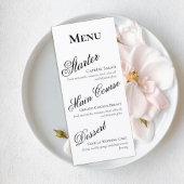 Elegant Black and White Wedding Menu Card Menükarte