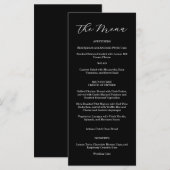 Elegant Black And White Wedding Menu  Menükarte (Vorne/Hinten)
