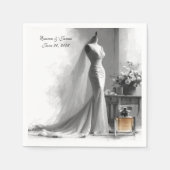 Elegant Black and White Wedding Napkins Serviette (Vorderseite)