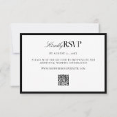 Elegant Black and White Wedding RSVP Karte (Vorderseite)