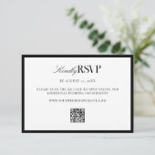 Elegant Black and White Wedding RSVP Karte (Stehend Vorderseite)