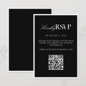 Elegant Black and White Wedding RSVP Karte (Vorne/Hinten)