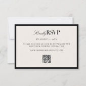 Elegant Black and White Wedding RSVP Karte (Vorderseite)