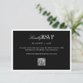 Elegant Black and White Wedding RSVP Karte (Stehend Vorderseite)