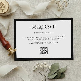 Elegant Black and White Wedding RSVP Karte