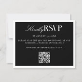 Elegant Black and White Wedding RSVP Karte (Vorderseite)