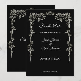Elegant black and white wedding save the date ankündigung