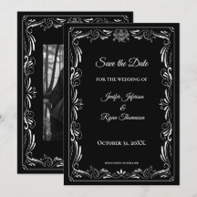Elegant black and white wedding save the date