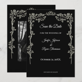 Elegant black and white wedding save the date ankündigung