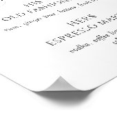 Elegant Black and White Wedding Signature Drinks Poster (Ecke)